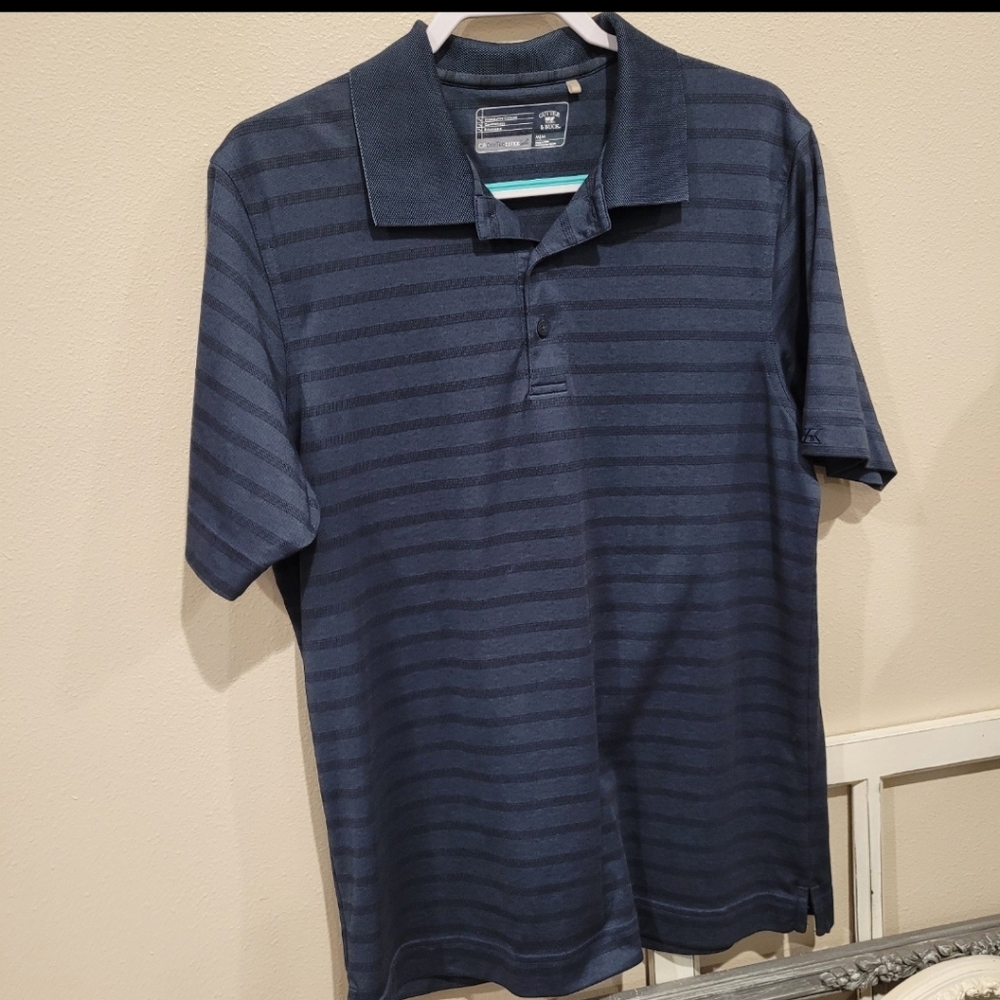 Cutter & Buck Men's SZ M blue black luxury short sleeve Polo shirt Golf  Leisure